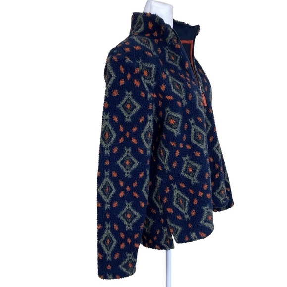 Orvis Sherpa Fleece Snow River Quarter Zip Pullover Aztec Southwestern Print M - Picture 5 of 16